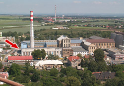 Ubytovna Praha (areál cukrovaru - komín Autoskla)